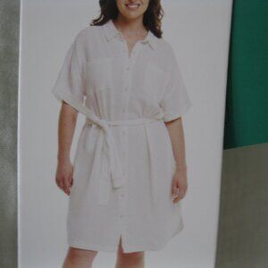 Weatherproof Vintage Ladies' Lightweight Gauze Dress with Pockets White Cream